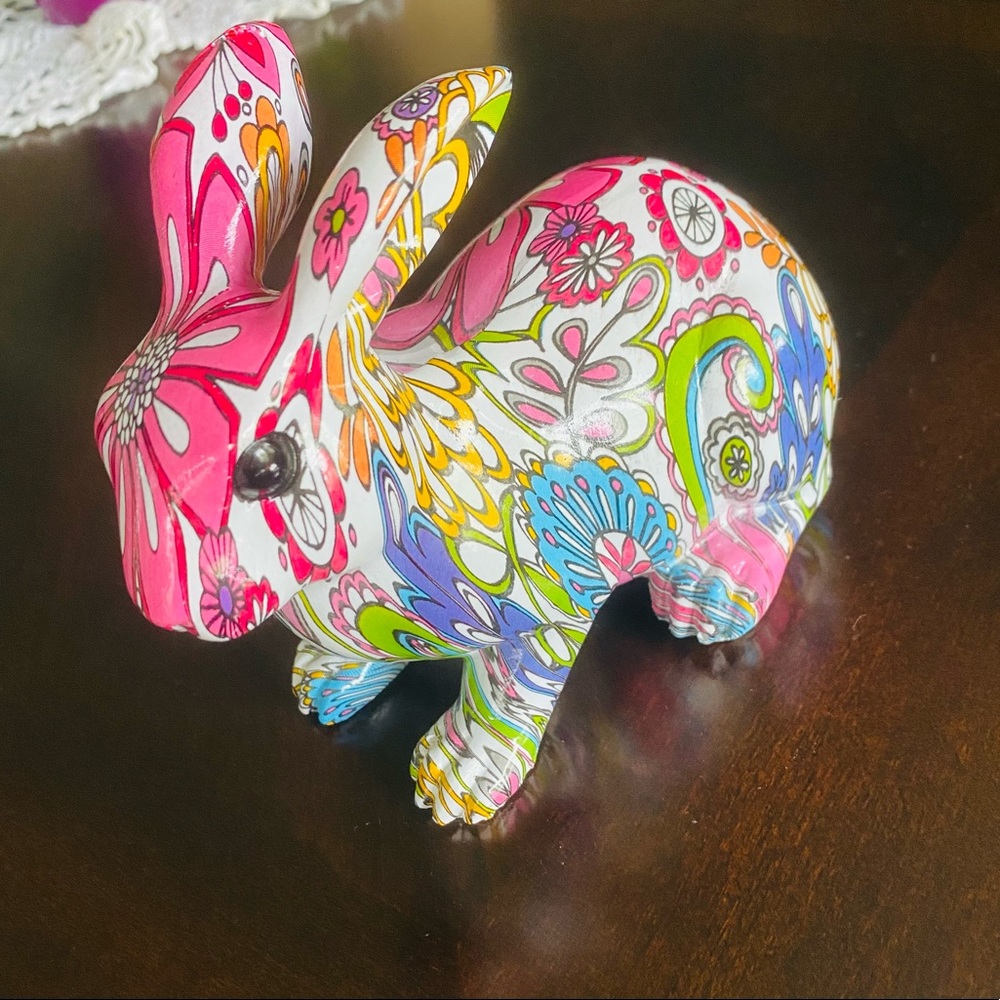 Bunny Rabbit Ceramic Floral Decoupage figurine (0059900) - Picture 5 of 9